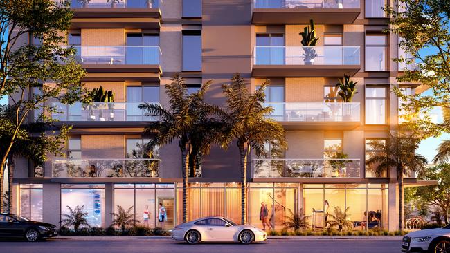Concept image of Barrio Developments’ under-construction 'North Shore' apartment tower at Glenelg, which will now go to nine levels and 40 apartments. Picture: Barrio Developments