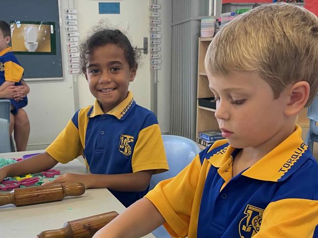 Tilla and Max at Torquay State School for their first day of Prep.