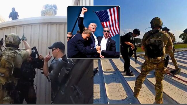 Trump assassination attempt bodycam video released showing a cop hoisted to the roof before shooting