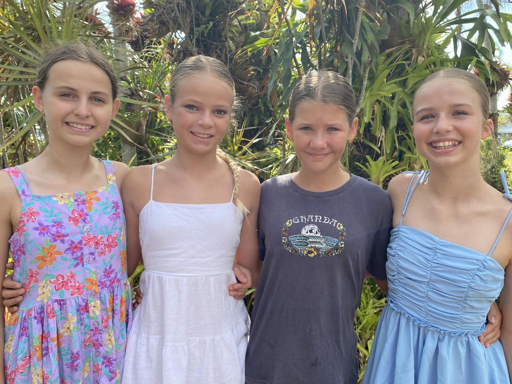 Port Douglas State School year 6 students Nina Edmonds, Gemma Cocks, Emily Murphy and Piper Saxon were Commended in the primary news video category for their group entry in the Kids News Junior Journalist Competition for their coverage of Carnivale. Picture: supplied