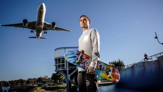 Cancer patient Josh May at the West Beach Skate Park. Picture: Matt Turner