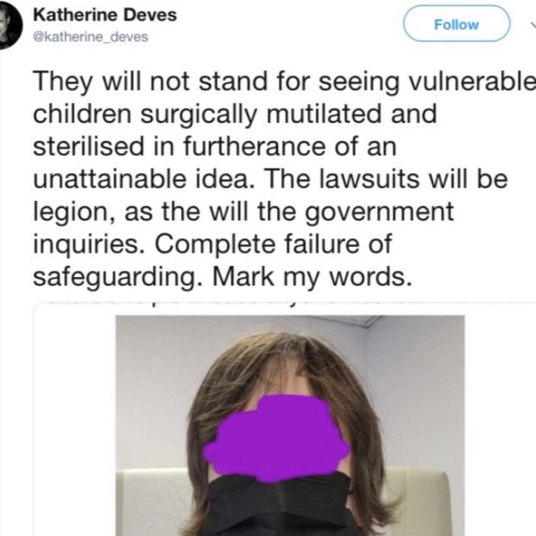 Katherine Deves deleted Twitter post.