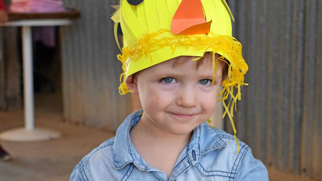 EGG-CITING MORNING: Carson Urch with his Easter bonnet at the Drillham Hall Easter Brunch. Picture: Kate McCormack