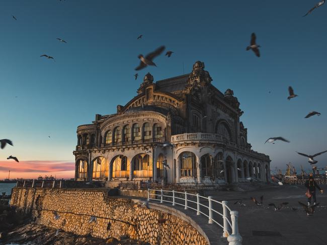 Creepy abandoned Romanian casino after dark. Picture: Jakub Kyncl