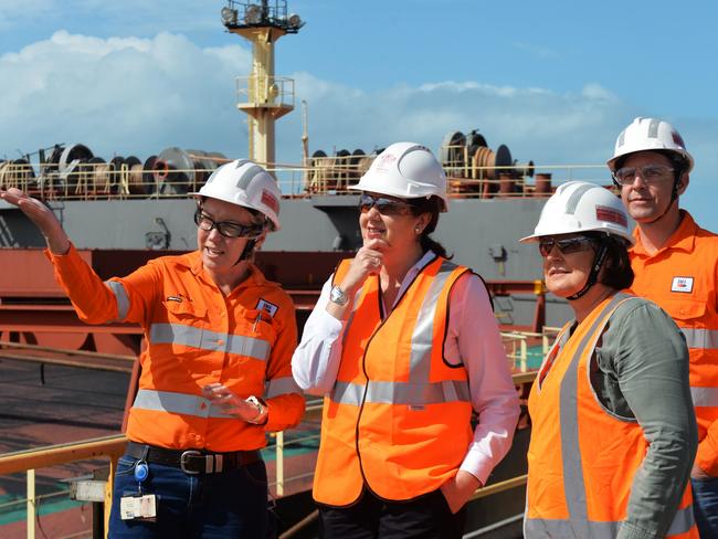 Premier Annastacia Palaszczuk (second from left) in north Queensland yesterday. Picture: Caitlin Charles