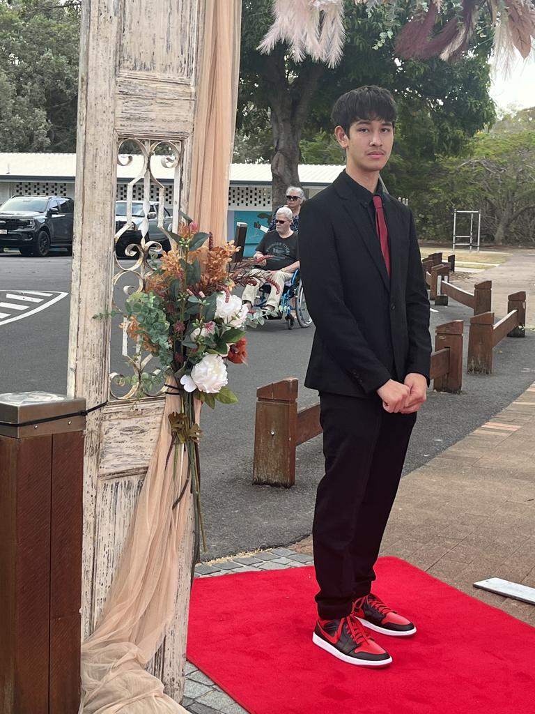 Tristan Barry arrives at the Hervey Bay High School formal.