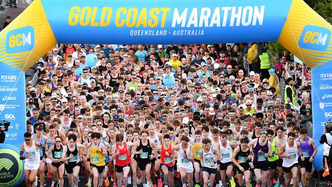 Big crowds at the Gold Coast Marathon. Sunday July 2, 2023. Picture, John Gass