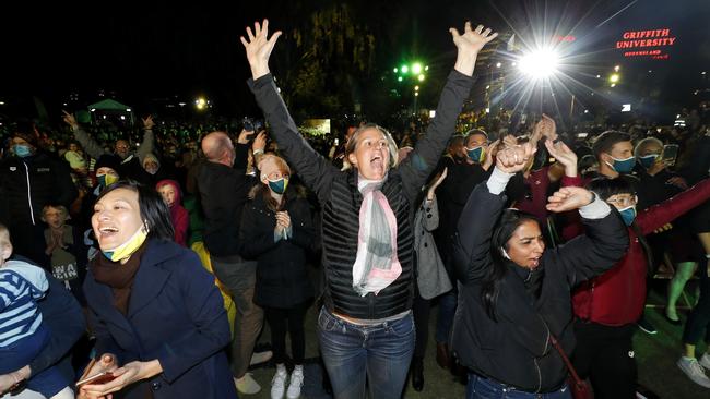 Celebrations at South Bank in Brisbane on Thursday, Picture: Josh Woning