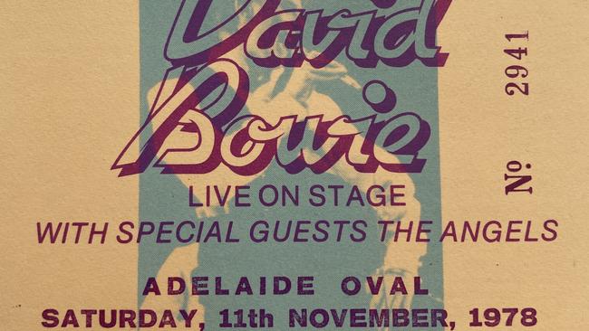 Kris Lloyd still has the ticket from her first David Bowie concert, at the Adelaide Oval in 1978. Picture: supplied.