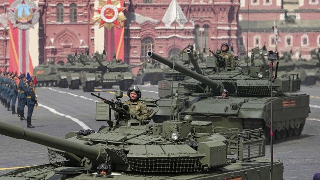 Russian T-80 BVM tanks. Picture: Alexander Zemlianichenko/AP