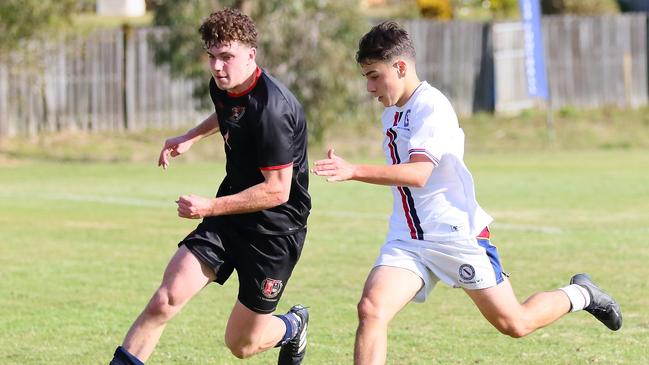 GPS First XI football between Brisbane State High and Gregory Terrace. Saturday May 27, 2023. Picture courtesy of George Galanos.