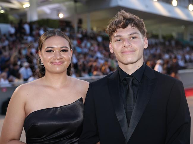Maia Masoe and Matthew Green at the Southport State High School Formal at SeaWorld. Picture, Portia Large.
