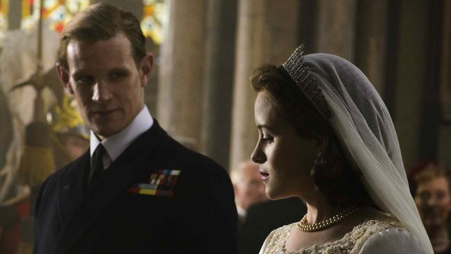 Claire Foy and Matt Smith in The Crown Season 1, Netflix. Picture: Alex Bailey/Netflix