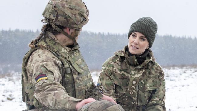 Princess Kate spoke with the soldiers, some of whom are working with the Ukrainian Armed Forces, Picture: Getty Images