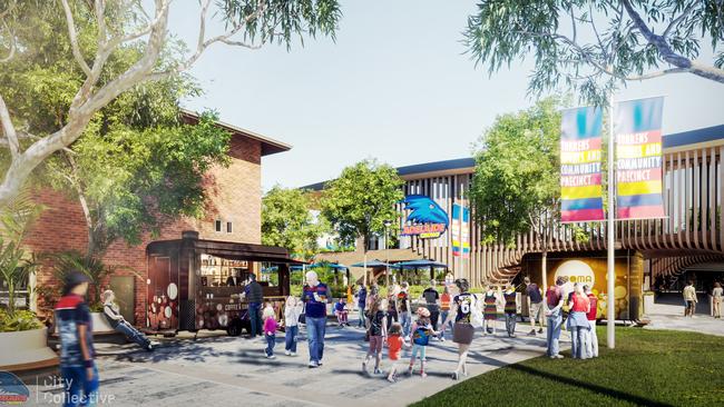 Artist impression of the Crows’ proposed new base at Thebarton Oval. Picture: City Collective