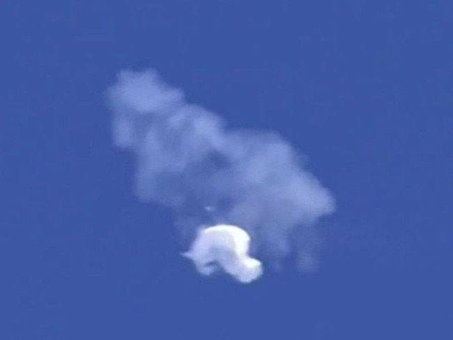 The moment a US fighter jet shoots down suspected Chinese spy balloon. Picture: Angela Mosley