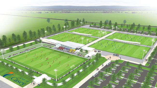 City of Casey plans for its Casey Soccer Centre of Excellence at Casey Fields.