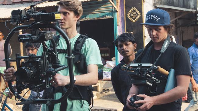 Gold Coast student filmmaker Dane Holroyd (right) with cinematographer Samsun Keithley.