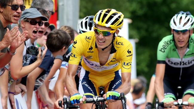 TOUR DE FRANCE - STAGE 8 - Castres to AX-3-Domaines - GreenEDGE's Daryl Impey battles the last 1km - losing the yellow jersey to Christopher Froome