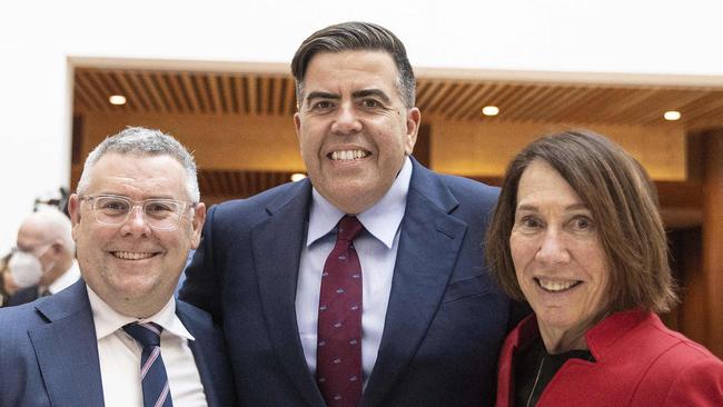 Murray Watt, Milton Dick and Sue Lines at Parliament House in Canberra on the opening of the 47th parliament. Picture: NCA NewsWire / Gary Ramage