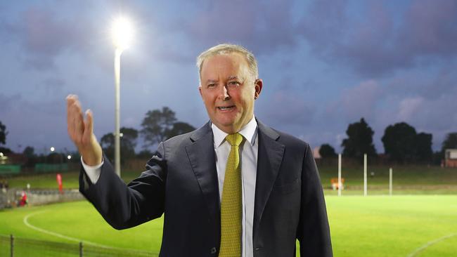 Anthony Albanese after a news conference at Henson Park in Sydney’s inner west last night. Picture: John Feder