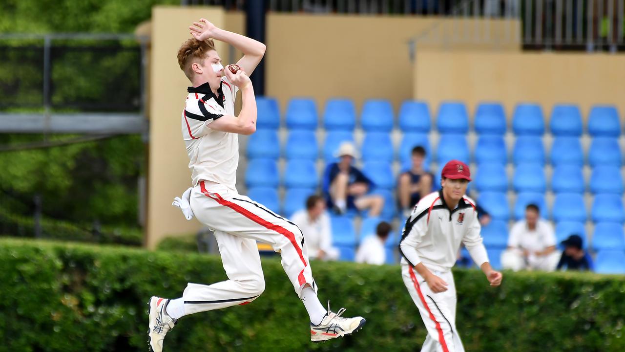 Terrace bowler Elliott Quinn Brisbane Grammar School v Terrace Saturday February 10, 2024. Picture, John Gass