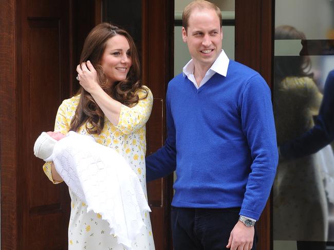 Special girl ... Prince William and the Duchess of Cambridge show off their new arrival, Princess Charlotte, to the world outside the Lindo Wing of St. Mary's Hospital on May 2. Pic: Paul Treadway / Barcroft Media via Getty Images