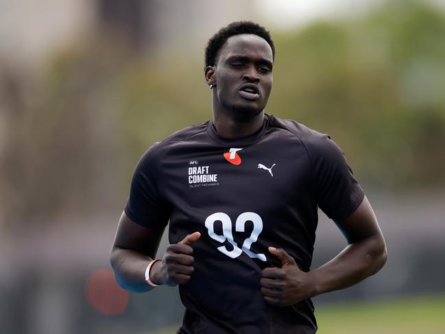 Ajang Kuol mun at last year’s state combine. Picture: Dylan Burns/AFL Photos via Getty Images