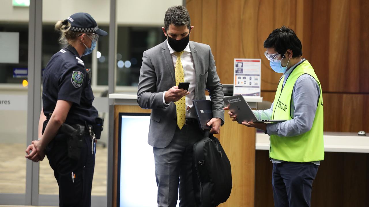 Senator Alex Antic in Adelaide Airport on Thursday night. Picture: Dean Martin