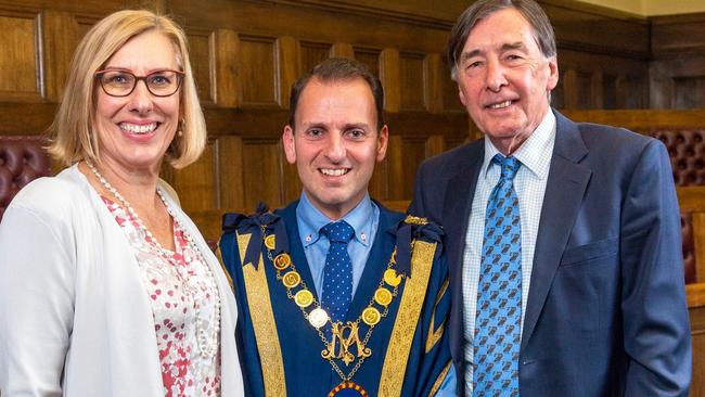 Stonnington Mayor Steve Stefanopoulos with chief executive Jacqui Weatherill and deputy mayor John Chandler.