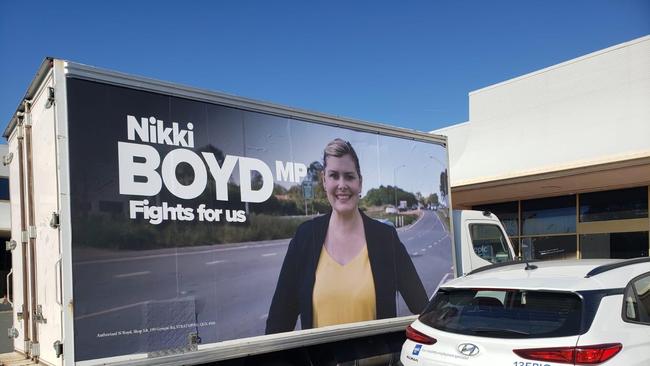 Supplied image of Nikki Boyd on a poster on the side of a truck.