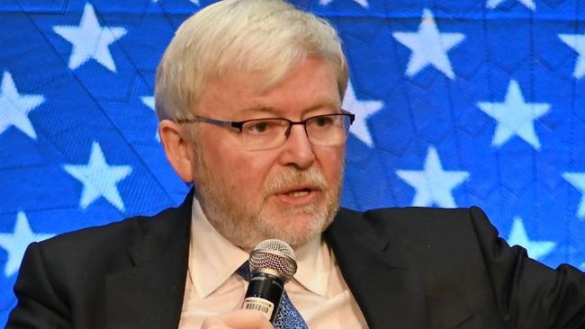 Australian ambassador to the US, Kevin Rudd, speaks today as US and Australian Defence Industry leaders came together for the G’Day USA Defence Industry Dialogue 2024. Source - Twitter