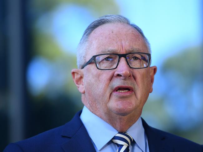 NSW Health Minister Brad Hazzard speaks to the media during a press conference in Sydney, Friday, April 17, 2020. (AAP Image/Dan Himbrechts) NO ARCHIVING
