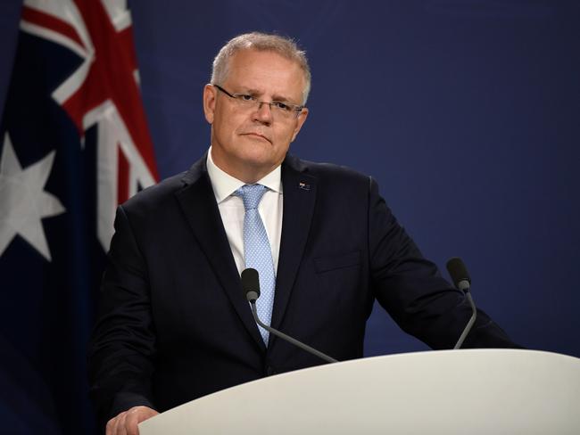 Prime Minister Scott Morrison speaks to the media during a press conference at the Sydney CPO in Sydney, Friday, January 31, 2020. Prime Minister Scott Morrison and NSW Premier Gladys Berejiklian are set to unveil a new multibillion-dollar fund to open up gas for the domestic market and to fund emissions reduction projects. (AAP Image/Bianca De Marchi) NO ARCHIVING