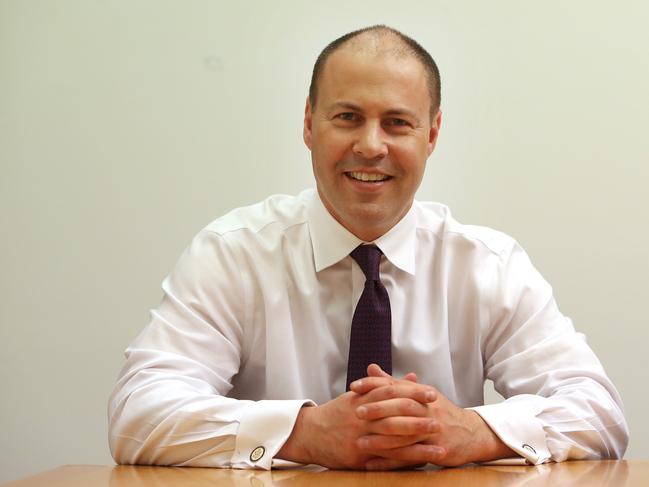 Treasurer Josh Frydenberg after an interview with the Australian newspaper after the release of the mid-year economic and fiscal outlook (MYEFO) at Parliament House in Canberra. Picture Kym Smith