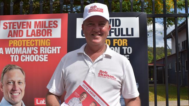 QLDVOTES24 Labor candidate for Nicklin Rob Skelton at the polling booth at Nambour State College.