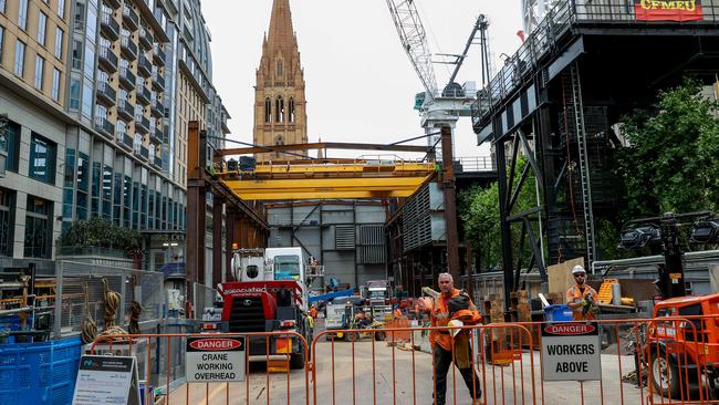 Part of the suburban rail loop at the corner of Collins and Swanston St in Melbourne. Picture: NCA NewsWire / Ian Currie