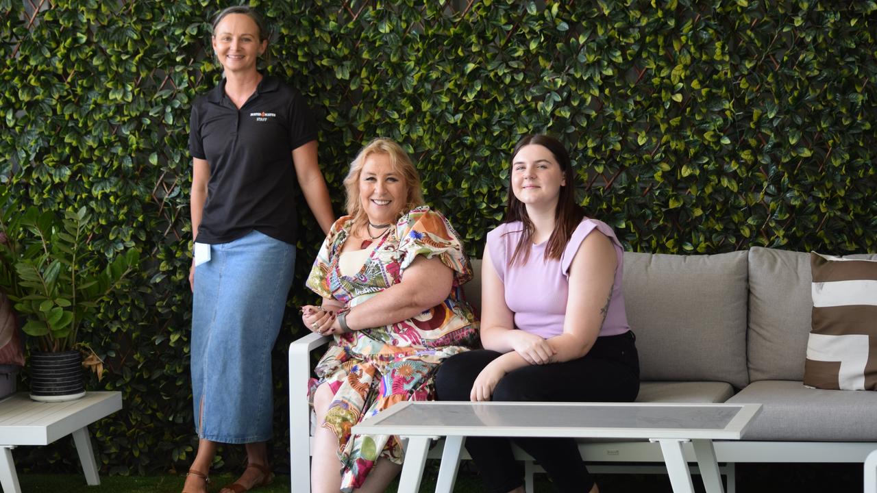 Senior liaison officer Kylie Wilton, social worker Chris Brabrook and allied health receptionist Atalaya Pashley at Mates4Mates Townsville Centre for Veterans Health Week.