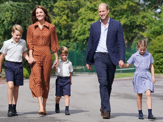 (Prince George, Prince Louis and Princess Charlotte, with their parents, are expected to attend the Queen’s funeral. Picture: AFP