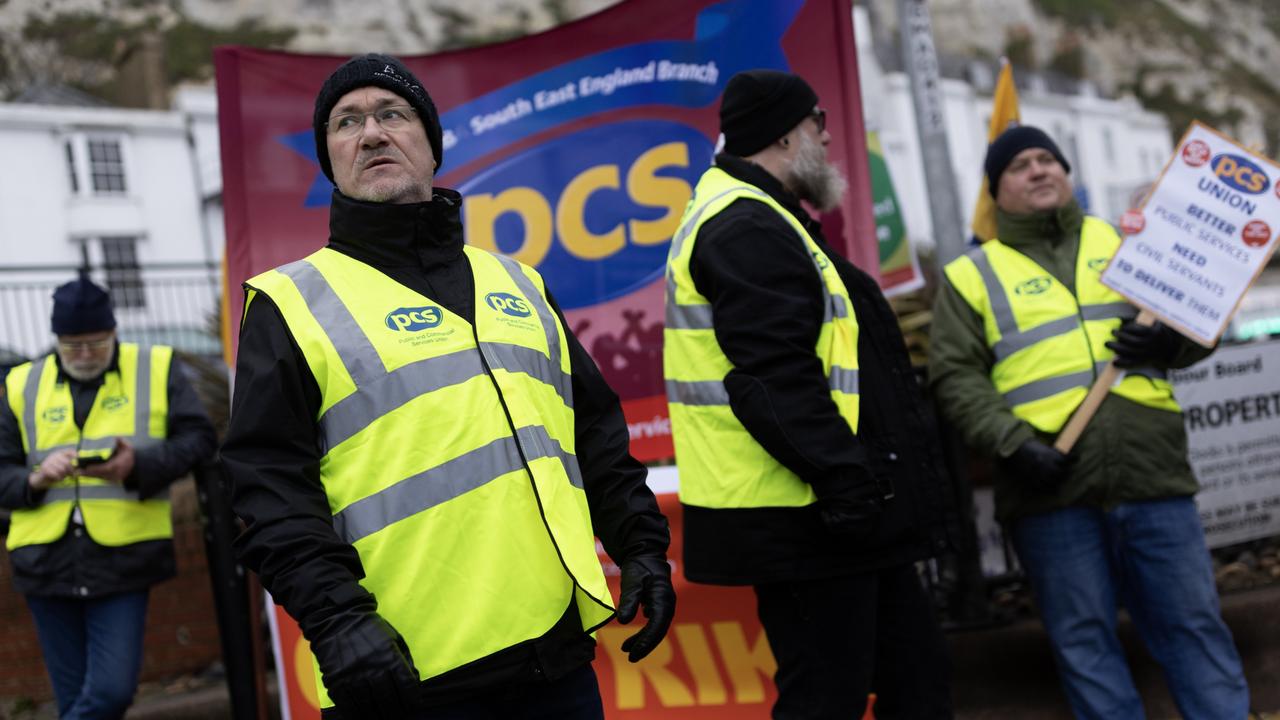 UK Border Force workers from the PCS union are striking in an ongoing dispute over pay, jobs and working conditions. 1,000 members of the Public and Commercial Services Union (PCS) at four UK ports walk out from 17-20 February. Picture: Dan Kitwood/Getty Images