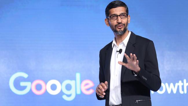 Google CEO Sundar Pichai speaks during an event organised by Google India in New Delhi. Picture: EPA.