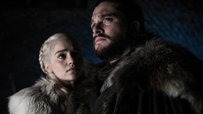 Emilia Clarke and Kit Harington in a scene from Game of Thrones. Picture: HBO