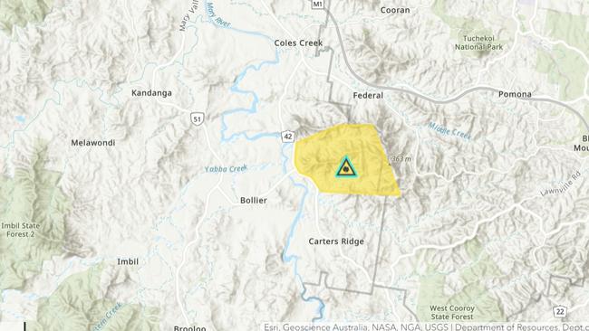 Emergency services has issued a bushfire warning for Imbil.