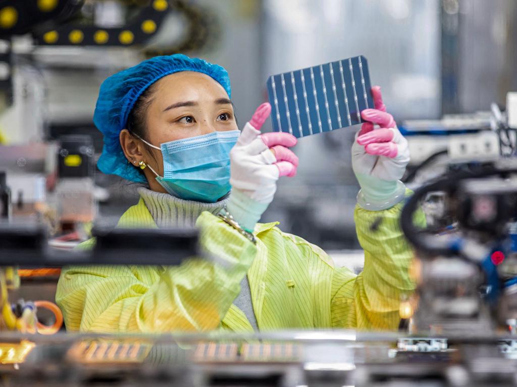 A solar panel factory in Haian. Picture: AFP