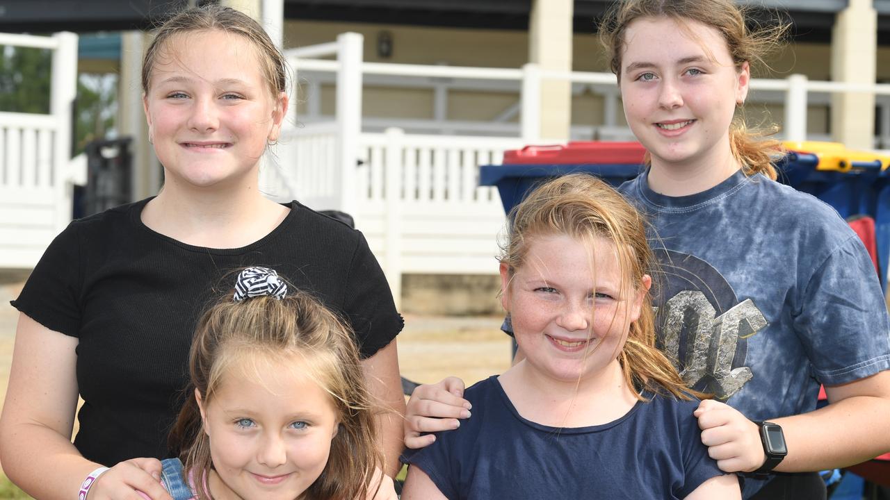 Gympie Bull n Bronc - Dana Sallaway and Grace Biggers in the back, Tilly Sallaway and Makayla Horne in the front. Picture: Shane Zahner