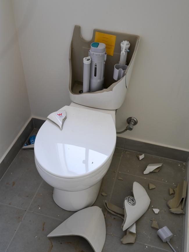 A smashed toilet on the estate. Pictures: Penny Stephens