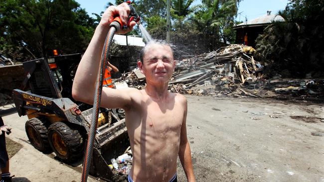 Jack Carlin flew up from Melbourne during his school holidays to help clean up in Graceville.