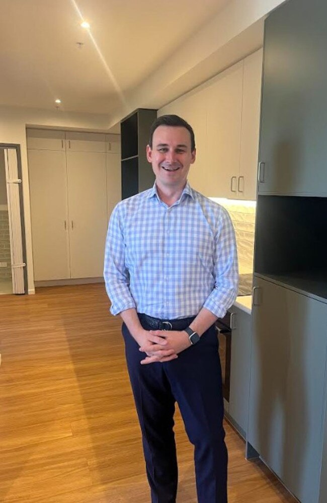 Sam O’Connor inside one of the 24 new social housing apartments at Biggera Waters.