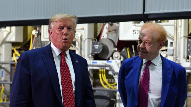 US President Donald Trump and billionaire Anthony Pratt at the opening of Pratt Paper Plant in Wapakoneta, Ohio, United States in 2019. Picture: AAP