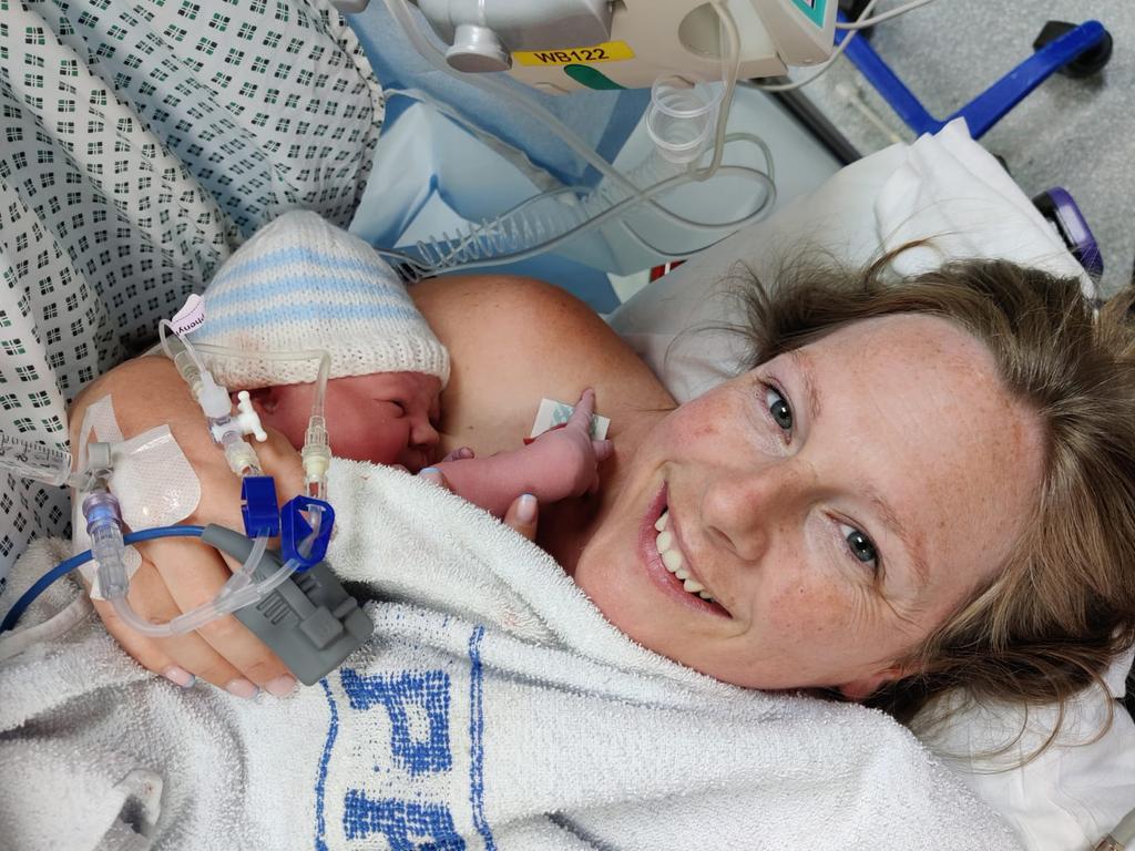 Vickie Thompson only had a few blissful hours with her newborn son Charlie before doctors made a devastating discovery. Picture: Jam Press